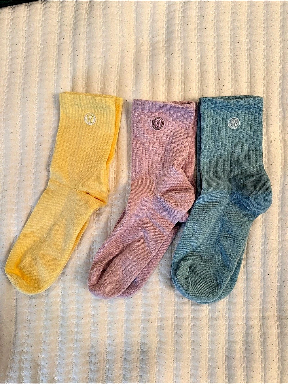 lululemon Daily Essential Crew Socks 3-Pair Set Yellow & Pink